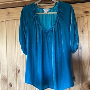Velvet turquoise short sleeve Sundance top. Never worn